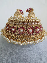 Ruby Gold Polki Choker Necklace, Indian Jewelry, indian wedding necklace, bridal jewelry, Punjabi Pakistani south Indian necklace, Mukut set