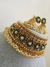Green Gold Polki Choker Necklace, Indian Jewelry, indian wedding necklace, bridal jewelry, Punjabi Pakistani south Indian necklace,Mukut set
