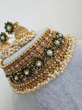 Green Gold Polki Choker Necklace, Indian Jewelry, indian wedding necklace, bridal jewelry, Punjabi Pakistani south Indian necklace,Mukut set