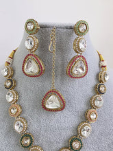 Multi Antique Dull Gold Kundan Pearl Necklace Set/ Kundan necklace/Bollywood Jewelry/Indian jewelry/ Pakistani necklace/ punjabi necklace