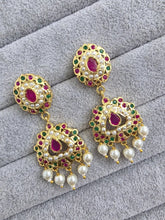 RubyGreen Jadau Gold Plated Earrings/Indian Earrings/Pearl Earring/Pakistani Earrings/Statement Earrings/South Indian Jewelry/Kemp Jewelry