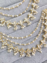 Gold kundan pearl Ear Chain/Sahare/Pearl kaan chain/Earring support chain/Indian Jewelry/Pakistani Jewelry/Bahubali Eaarrings/Kaan sahara