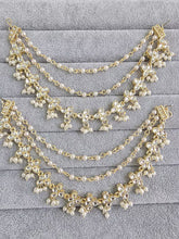Gold kundan pearl Ear Chain/Sahare/Pearl kaan chain/Earring support chain/Indian Jewelry/Pakistani Jewelry/Bahubali Eaarrings/Kaan sahara