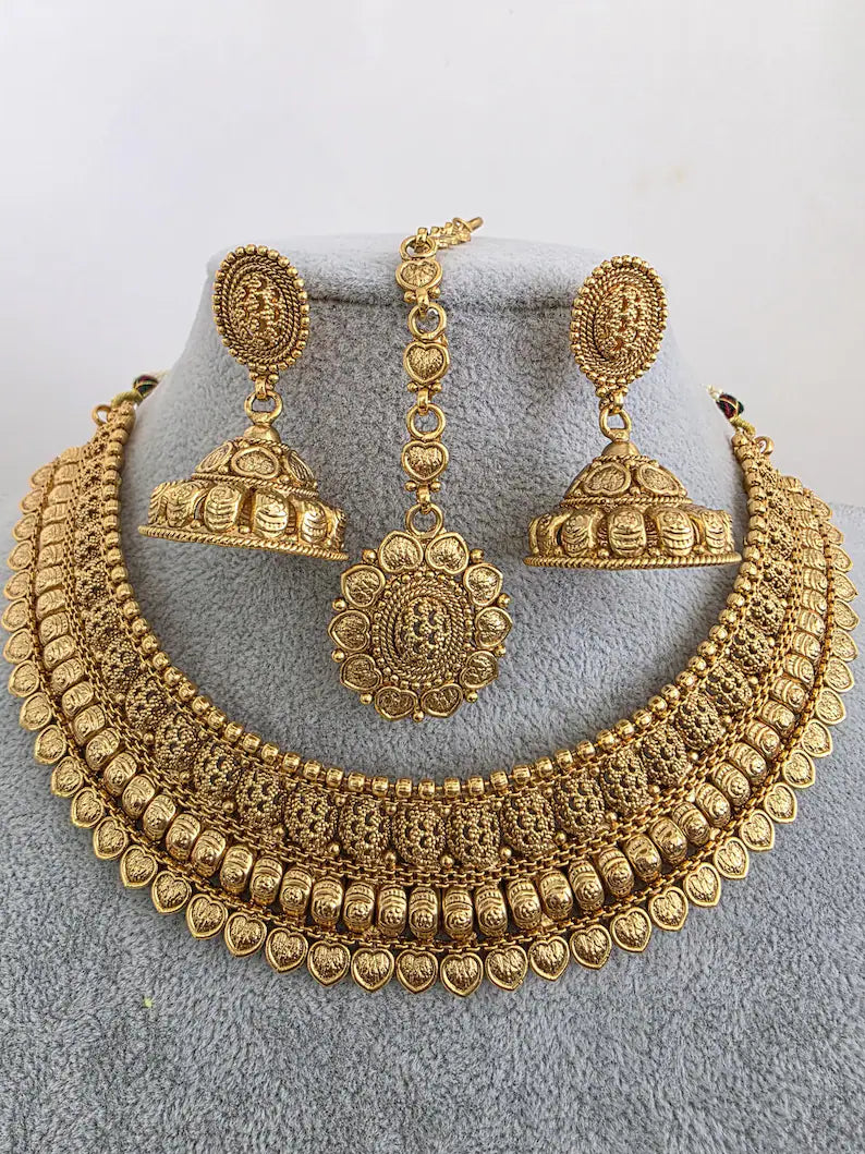 Antique Mukut Gold Bridal Necklace/South Indian Jewelry/Bridal Jewelry/Gold Necklace/Wedding necklace/Bridal necklace/Indian wedding jewelry