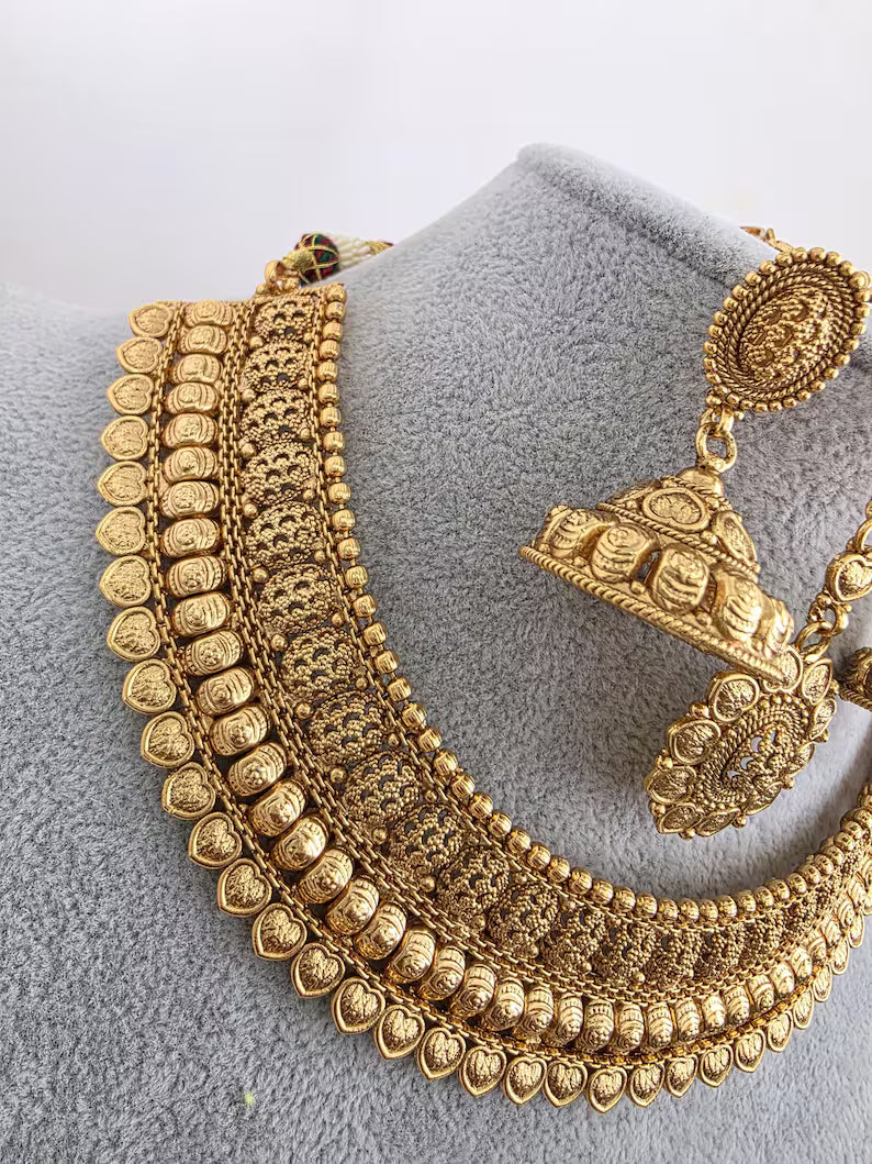 Antique Mukut Gold Bridal Necklace/South Indian Jewelry/Bridal Jewelry/Gold Necklace/Wedding necklace/Bridal necklace/Indian wedding jewelry