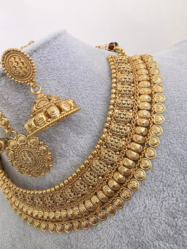 Antique Mukut Gold Bridal Necklace/South Indian Jewelry/Bridal Jewelry/Gold Necklace/Wedding necklace/Bridal necklace/Indian wedding jewelry