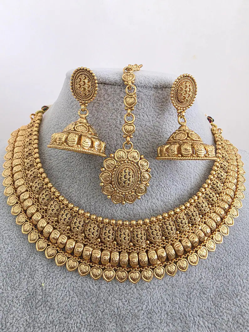 Antique Mukut Gold Bridal Necklace/South Indian Jewelry/Bridal Jewelry/Gold Necklace/Wedding necklace/Bridal necklace/Indian wedding jewelry