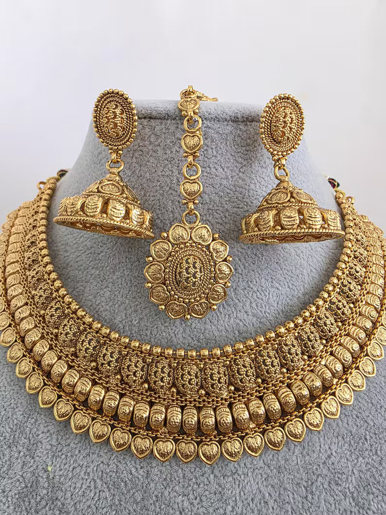 Antique Mukut Gold Bridal Necklace/South Indian Jewelry/Bridal Jewelry/Gold Necklace/Wedding necklace/Bridal necklace/Indian wedding jewelry