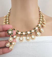 Green Moissanite Kundan Necklace/Indian Kundan Set /Bollywood Jewelry/Indian wedding/Bridal Indian Wedding/Pakistani/Punjabi