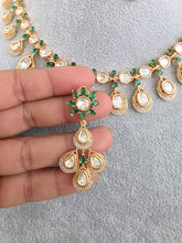 Green Moissanite Kundan Necklace/Indian Kundan Set /Bollywood Jewelry/Indian wedding/Bridal Indian Wedding/Pakistani/Punjabi