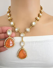 Peach Doublet Moissanite Kundan Necklace/Kundan Choker/Bollywood Jewelry/Indian wedding/Bridal jewelry/Indian Wedding/Pakistani/Punjabi