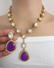 Purple Doublet Moissanite Kundan Necklace/Kundan Choker/Bollywood Jewelry/Indian wedding/Bridal jewelry/Indian Wedding/Pakistani/Punjabi