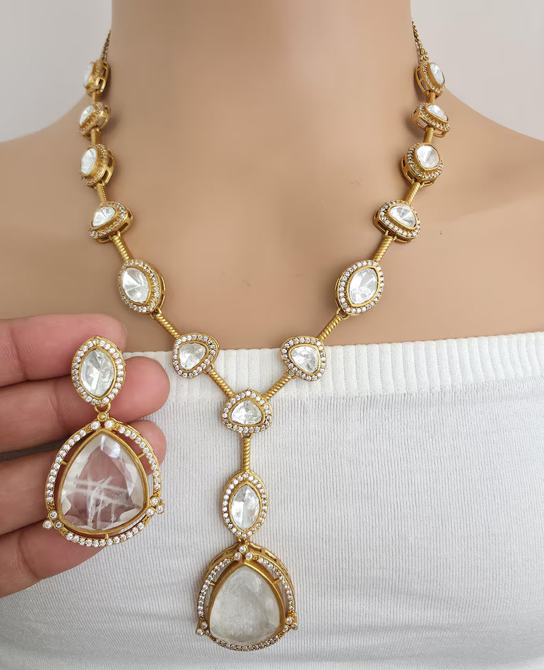 White Doublet Moissanite Kundan Necklace/Kundan Choker/Bollywood Jewelry/Indian wedding/Bridal jewelry/Indian Wedding/Pakistani/Punjabi
