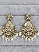 White Shadow stone Kundan Long Earrings/Indian Earrings/pearl Earrings/Pakistani Earrings/Statement Earrings/Long chandelier