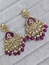 Purple Shadow Stone kundan Earrings/Kundan Chandbali/Indian Earrings/pearl Earring/Statement Earrings/bridal/Indian Wedding/Pakistani