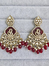 Maroon Shadow stone Kundan Earrings/Indian Earrings/pearl Earring/Pakistani Earrings/Statement Earrings/Long chandelier/Indian wedding
