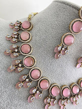 Pink Monalissa Stone CZ stone Victorian necklace, Indian Pakistani wedding jewelry, bridal jewelry, Kundan necklace, Designer necklace
