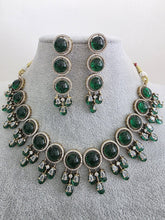 Green Monalissa Stone CZ stone Victorian necklace, Indian Pakistani wedding jewelry, bridal jewelry, Kundan necklace, Designer necklace