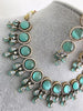 Mint Green Monalissa Stone CZ stone Victorian necklace, Indian Pakistani wedding jewelry, bridal jewelry, Kundan necklace, Designer necklace