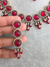 Red Monalissa Stone CZ stone Victorian necklace, Indian Pakistani wedding jewelry, bridal jewelry, Kundan necklace, Designer necklace