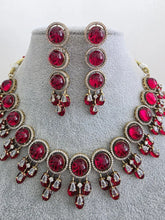 Red Monalissa Stone CZ stone Victorian necklace, Indian Pakistani wedding jewelry, bridal jewelry, Kundan necklace, Designer necklace