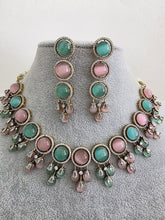 MintPink Monalissa Stone CZ stone Victorian necklace, Indian Pakistani wedding jewelry, bridal jewelry, Kundan necklace, Designer necklace IndianJewelTrends 4.5 out of 5 stars