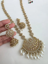 Long Antique dull gold plated Polki mala Necklace/Indian Long Necklace/Pakistani Jewelry/Mala Set /Indian Wedding/Rani Haar/Haram Necklace