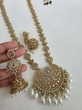 Long Antique dull gold plated Polki mala Necklace/Indian Long Necklace/Pakistani Jewelry/Mala Set /Indian Wedding/Rani Haar/Haram Necklace