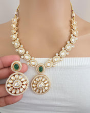 Green Moissanite Kundan Necklace/Indian Kundan Set /Bollywood Jewelry/Indian wedding/Bridal Indian Wedding/Pakistani/Punjabi
