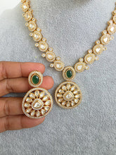 Green Moissanite Kundan Necklace/Indian Kundan Set /Bollywood Jewelry/Indian wedding/Bridal Indian Wedding/Pakistani/Punjabi