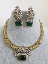 Green Antique Dull Gold CZ Monalisa Stone Hasli necklace set/CZ Necklace/Hasli Necklace, Statement necklace/Indian/Punjabi/Pakistani