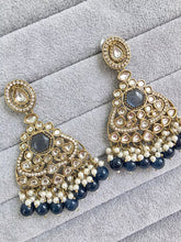 Teal Blue Kundan Earrings/Indian Earrings/pearl Earring/Pakistani Earrings/Statement Earrings/Long chandelier/bridal earrings