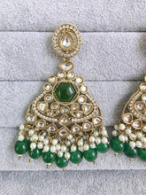 Green Kundan Earrings/Indian Earrings/pearl Earring/Pakistani Earrings/Statement Earrings/Long chandelier/bridal earrings