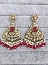 Hot Pink Kundan Earrings/Indian Earrings/pearl Earring/Pakistani Earrings/Statement Earrings/Long chandelier/bridal earrings