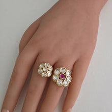 Ruby Bridal Gold Moissanite Kundan Polki Ring/Adjustable Ring/Indian Ring/ Pakistani /Indian Jewelry/Bollywood Jewelry/Indian Wedding