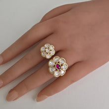 Ruby Bridal Gold Moissanite Kundan Polki Ring/Adjustable Ring/Indian Ring/ Pakistani /Indian Jewelry/Bollywood Jewelry/Indian Wedding