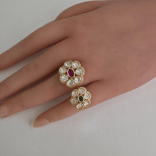 RubyGreen Bridal Gold Moissanite Kundan Polki Ring/Adjustable Ring/Indian Ring/ Pakistani /Indian Jewelry/Bollywood Jewelry/Indian Wedding