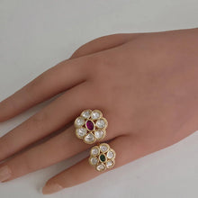 RubyGreen Bridal Gold Moissanite Kundan Polki Ring/Adjustable Ring/Indian Ring/ Pakistani /Indian Jewelry/Bollywood Jewelry/Indian Wedding