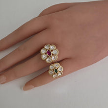 RubyGreen Bridal Gold Moissanite Kundan Polki Ring/Adjustable Ring/Indian Ring/ Pakistani /Indian Jewelry/Bollywood Jewelry/Indian Wedding
