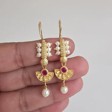 Dainty Gold Wire Earrings /Maharashtrian Bugdi gold plated Earrings /Indian Earrings /South Indian,Antique Bugadi wire earrings 40mm Length