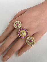 Bridal Double Finger Ruby Kundan Polki Ring/Adjustable Ring/ Pakistani Jewelry/ Indian Jewelry/Bollywood Jewelry/Indian Wedding