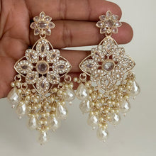 Polki Stone Kundan chandbali Earrings/Kundan Stone Chandbali/Indian Earrings/pearl Earring/Pakistani Earrings/Statement Earrings