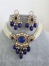 Blue Doublet Moissanite Pearl Kundan Necklace/Kundan Choker/Bollywood Jewelry/Indian wedding/Bridal jewelry/Pakistani/Punjabi