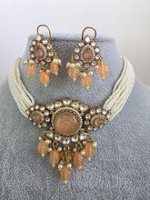 Peach Doublet Moissanite Pearl Kundan Necklace/Kundan Choker/Bollywood Jewelry/Indian wedding/Bridal jewelry/Pakistani/Punjabi