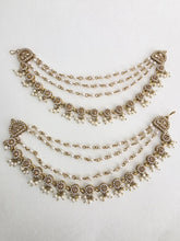 Dull Gold kundan pearl Ear Chain/Sahare/Pearl kaan chain/Earring support chain/Indian Jewelry/Pakistani Jewelry/Bahubali Eaarrings sahara