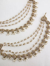 Dull Gold kundan pearl Ear Chain/Sahare/Pearl kaan chain/Earring support chain/Indian Jewelry/Pakistani Jewelry/Bahubali Eaarrings sahara