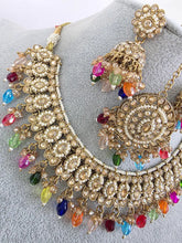 Multi Colored Shadow Stone Kundan Necklace Set/ Bollywood Jewelry/ Indian jewelry/ Pakistani necklace/Punjabi/bridal necklace/Indian wedding