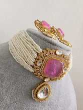 Pink Doublet Moissanite Pearl Kundan Necklace/Kundan Choker/Indian wedding/Bridal jewelry/Indian Wedding/Pakistani/Punjabi