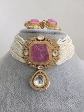 Pink Doublet Moissanite Pearl Kundan Necklace/Kundan Choker/Indian wedding/Bridal jewelry/Indian Wedding/Pakistani/Punjabi
