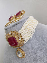 Ruby Red Doublet Moissanite Pearl Kundan Necklace/Kundan Choker/Indian wedding/Bridal jewelry/Indian Wedding/Pakistani/Punjabi